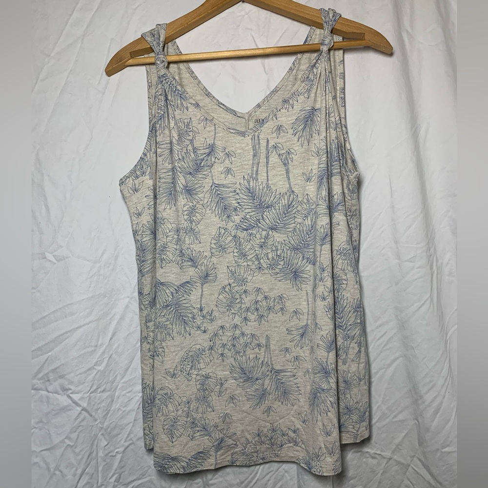 Ana Gray and Blue Floral Tank Top